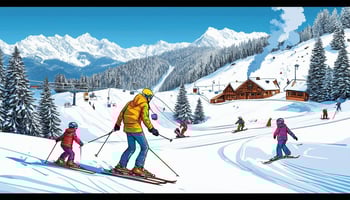 Winterlandschaft mit Skifahrern